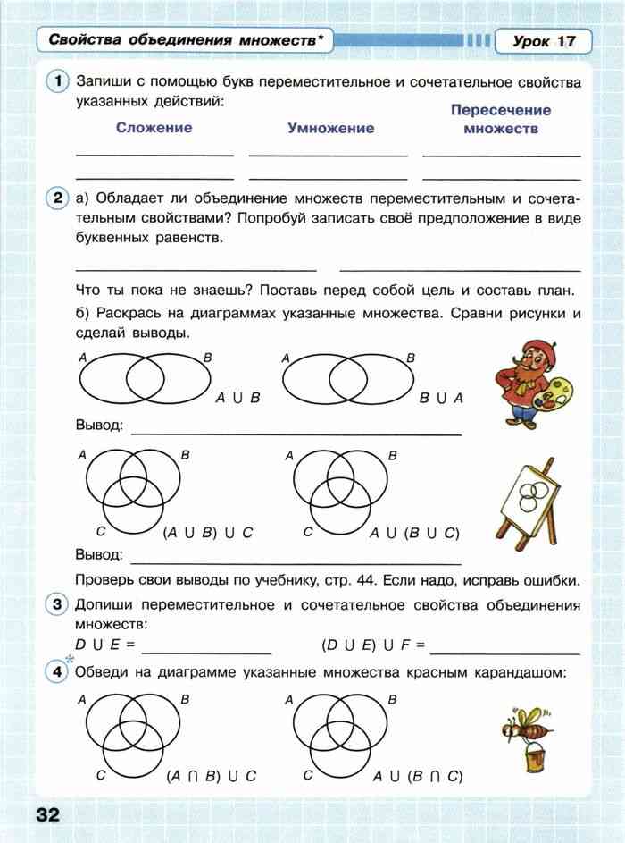 Раскрась на диаграммах указанные множества 3