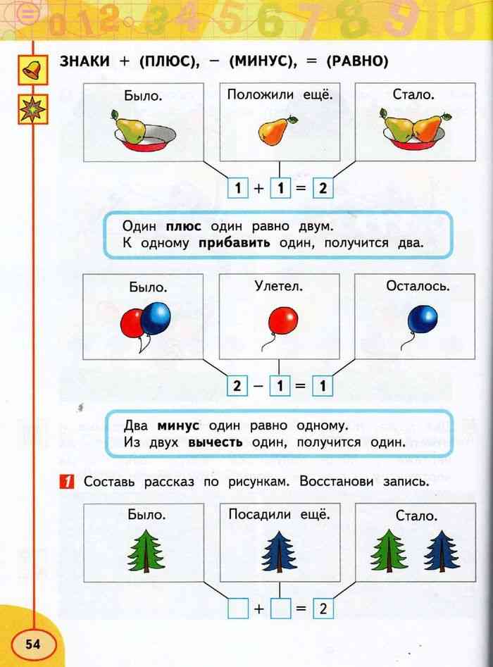 1 класс минус