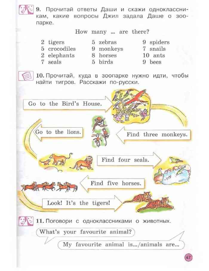 Прочитай ответ. Английский 2 класс 2 часть решебник. Английский язык 2 класс 2 часть учебник ответы с 47 номер 9 о зоопарке.