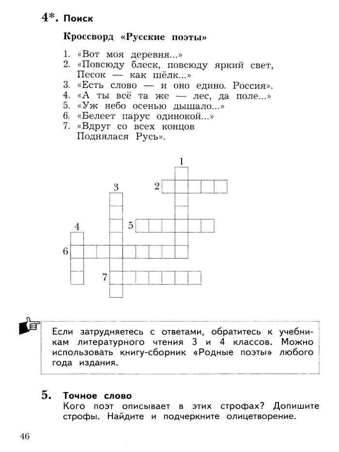 Писатели поэты сканворд