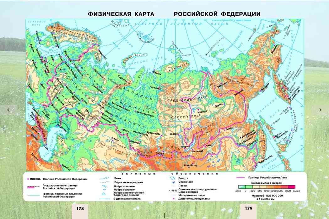 Координаты объект физическая карта россии